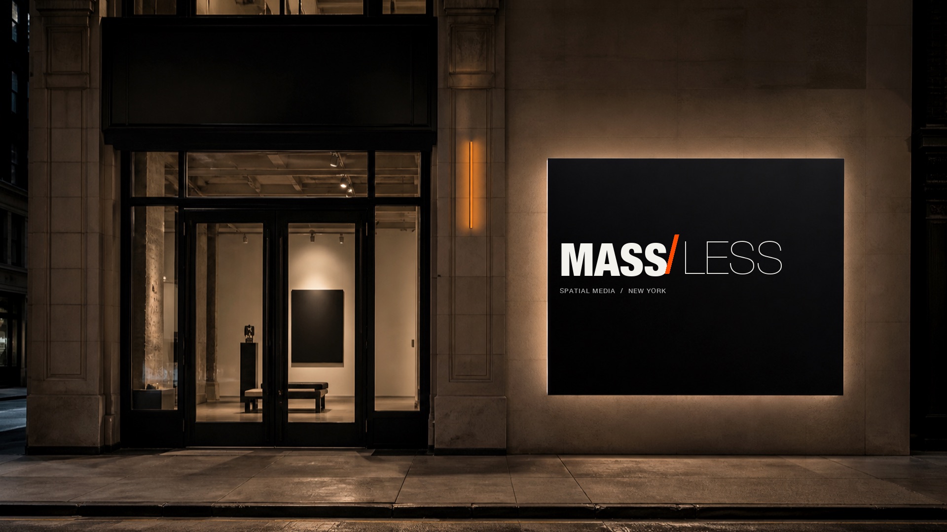 MASS/LESS internal concept study of media integrated into a New York facade