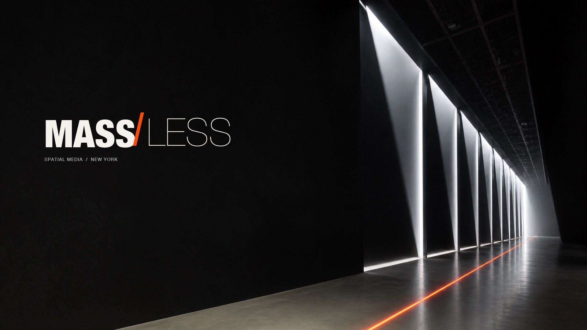 MASS/LESS internal concept study of a light-cut spatial corridor